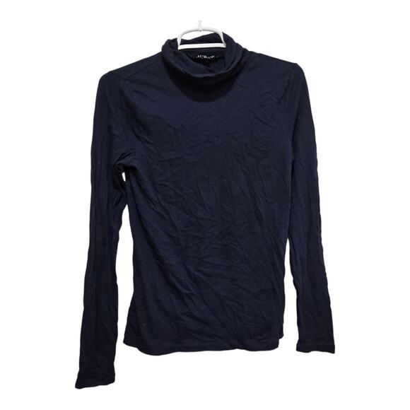 J.Crew Women’s Navy Blue Turtleneck Long Sleeve Top Size Small Cotton - Picture 1 of 7